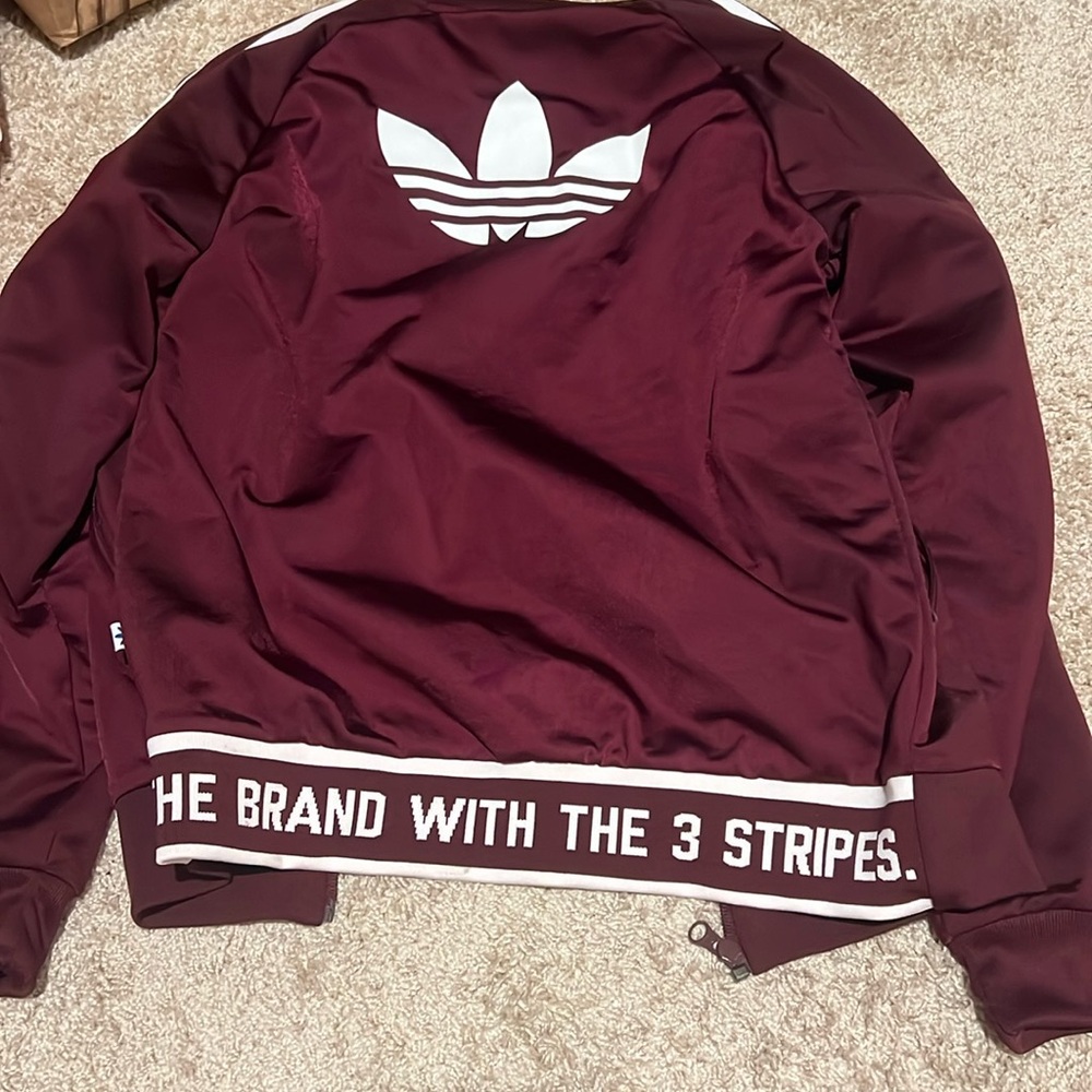 Adidas maroon zip up jacket